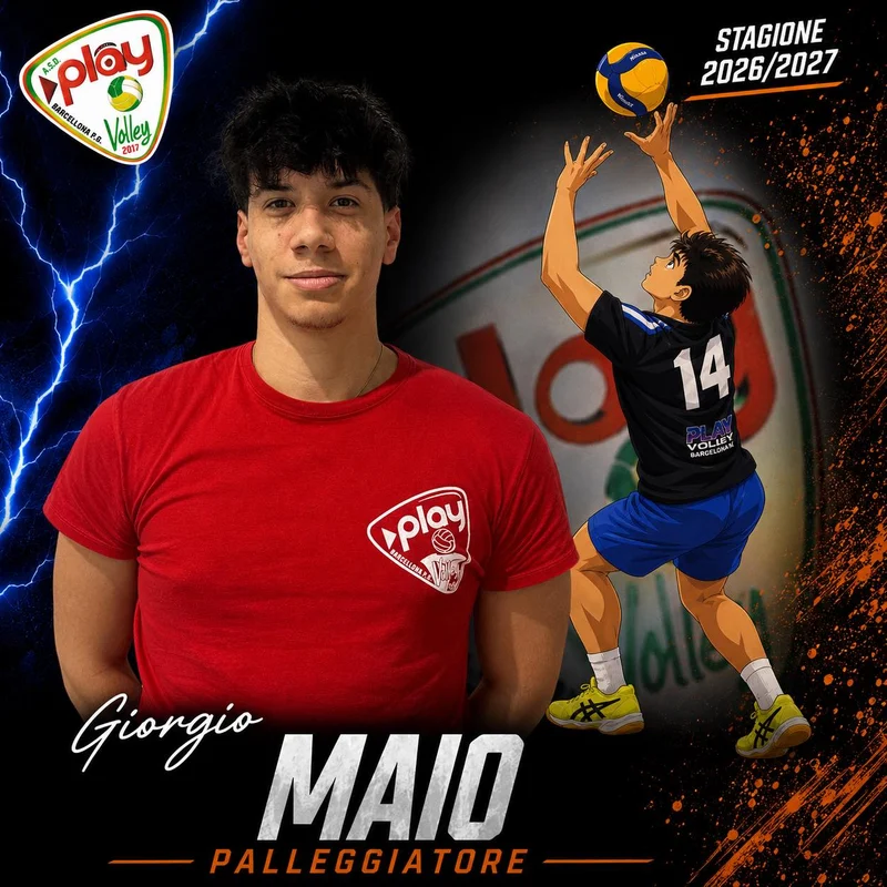 Ritratto di Giorgio Maio nella grafica ufficiale Play Volley 2026/27