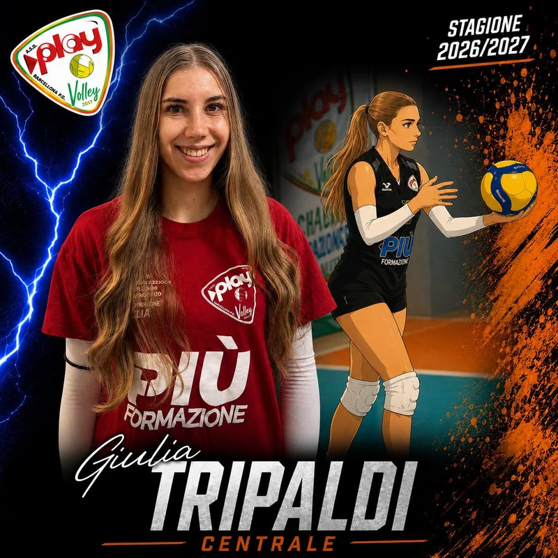 Ritratto di Giulia Tripaldi nella grafica ufficiale Play Volley 2026/27