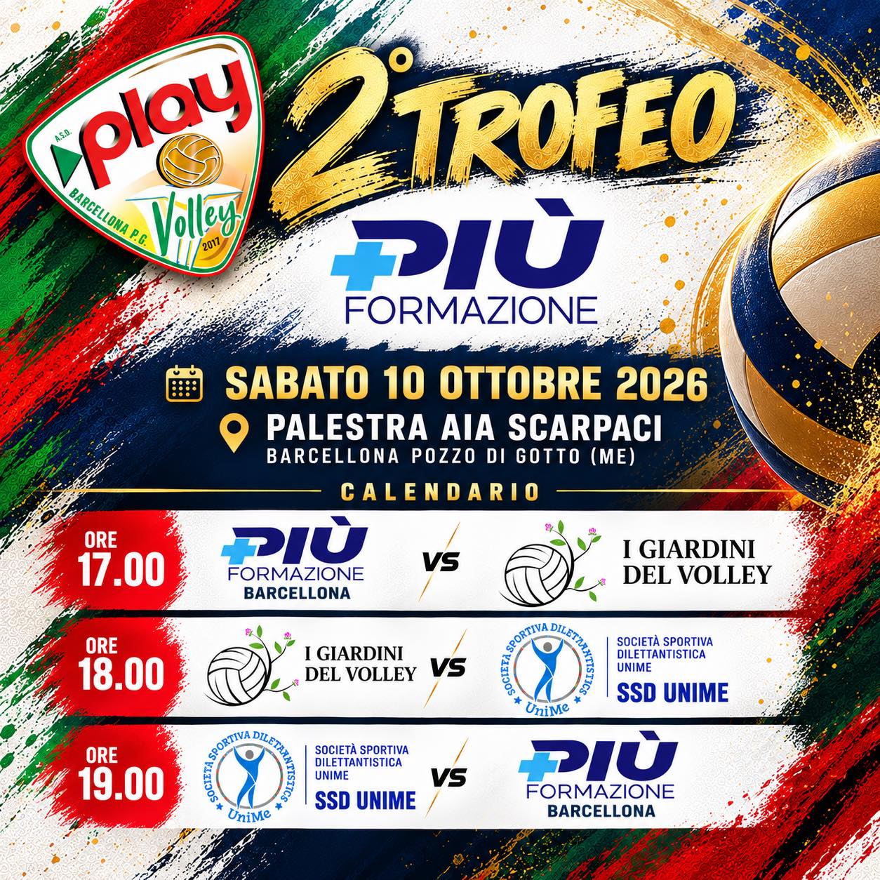 Locandina ufficiale del 2° Trofeo Più Formazione, 10 ottobre 2026. Programma completo trascritto nell’articolo.